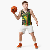 Hawaiian Tropical Plants Lei Basketball Jersey Kanaka Maoli Tribal with Palaka Motifs - Polynesian Pride