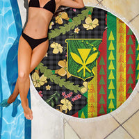 Hawaiian Tropical Plants Lei Beach Blanket Kanaka Maoli Tribal with Palaka Motifs - Polynesian Pride