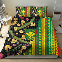 Hawaiian Tropical Plants Lei Bedding Set Kanaka Maoli Tribal with Palaka Motifs - Polynesian Pride
