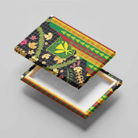 Hawaiian Tropical Plants Lei Canvas Wall Art Kanaka Maoli Tribal with Palaka Motifs - Polynesian Pride