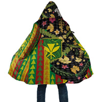 Hawaiian Tropical Plants Lei Cloak Kanaka Maoli Tribal with Palaka Motifs - Polynesian Pride