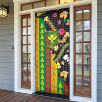 Hawaiian Tropical Plants Lei Door Cover Kanaka Maoli Tribal with Palaka Motifs - Polynesian Pride