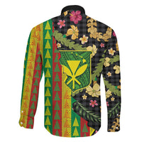 Hawaiian Tropical Plants Lei Family Matching Off Shoulder Maxi Dress and Hawaiian Shirt Kanaka Maoli Tribal with Palaka Motifs - Polynesian Pride