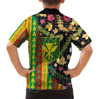 Hawaiian Tropical Plants Lei Family Matching Puletasi and Hawaiian Shirt Kanaka Maoli Tribal with Palaka Motifs - Polynesian Pride