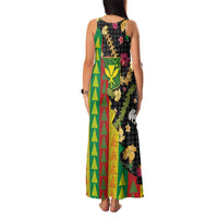 Hawaiian Tropical Plants Lei Family Matching Tank Maxi Dress and Hawaiian Shirt Kanaka Maoli Tribal with Palaka Motifs - Polynesian Pride