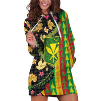 Hawaiian Tropical Plants Lei Hoodie Dress Kanaka Maoli Tribal with Palaka Motifs - Polynesian Pride