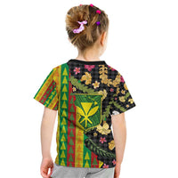 Hawaiian Tropical Plants Lei Kid T Shirt Kanaka Maoli Tribal with Palaka Motifs - Polynesian Pride