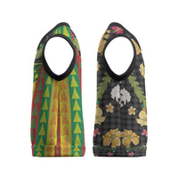 Hawaiian Tropical Plants Lei Christmas Knitted V-Neck Vest Kanaka Maoli Tribal with Palaka Motifs - Polynesian Pride