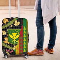 Hawaiian Tropical Plants Lei Luggage Cover Kanaka Maoli Tribal with Palaka Motifs - Polynesian Pride