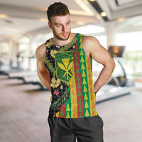 Hawaiian Tropical Plants Lei Men Tank Top Kanaka Maoli Tribal with Palaka Motifs - Polynesian Pride