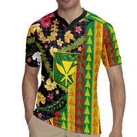 Hawaiian Tropical Plants Lei Rugby Jersey Kanaka Maoli Tribal with Palaka Motifs - Polynesian Pride