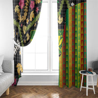 Hawaiian Tropical Plants Lei Window Curtain Kanaka Maoli Tribal with Palaka Motifs - Polynesian Pride