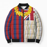 Hawaiian Tropical Plants Lei Bomber Puffer Jacket National Flag Style LT03 Unisex Multicolor - Polynesian Pride