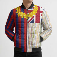 Hawaiian Tropical Plants Lei Bomber Puffer Jacket National Flag Style LT03 - Polynesian Pride