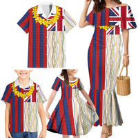 Hawaiian Tropical Plants Lei Family Matching Mermaid Dress and Hawaiian Shirt National Flag Style - Polynesian Pride