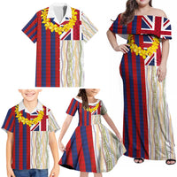 Hawaiian Tropical Plants Lei Family Matching Off Shoulder Maxi Dress and Hawaiian Shirt National Flag Style - Polynesian Pride