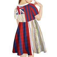 Hawaiian Tropical Plants Lei Kid Short Sleeve Dress National Flag Style LT03 - Polynesian Pride
