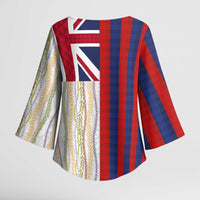 Hawaiian Tropical Plants Lei Kimono Sleeve Blouse National Flag Style LT03 - Polynesian Pride
