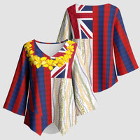 Hawaiian Tropical Plants Lei Kimono Sleeve Blouse National Flag Style LT03 - Polynesian Pride