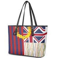 Hawaiian Tropical Plants Lei Leather Tote Bag National Flag Style - Polynesian Pride