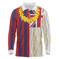 Hawaiian Tropical Plants Lei Long Sleeve Polo Shirt National Flag Style LT03 Multicolor - Polynesian Pride