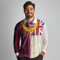 Hawaiian Tropical Plants Lei Long Sleeve Polo Shirt National Flag Style LT03 - Polynesian Pride