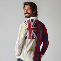 Hawaiian Tropical Plants Lei Long Sleeve Polo Shirt National Flag Style LT03 - Polynesian Pride