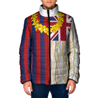 Hawaiian Tropical Plants Lei Padded Jacket National Flag Style LT03 Men Multicolor - Polynesian Pride