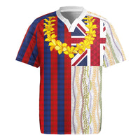 Hawaiian Tropical Plants Lei Rugby Jersey National Flag Style - Polynesian Pride
