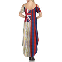 Hawaiian Tropical Plants Lei Summer Maxi Dress National Flag Style LT03 - Polynesian Pride