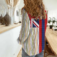 Hawaiian Tropical Plants Lei Women Casual Shirt National Flag Style - Polynesian Pride