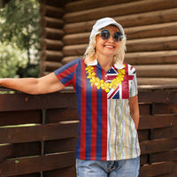 Hawaiian Tropical Plants Lei Women Polo Shirt National Flag Style LT03 - Polynesian Pride