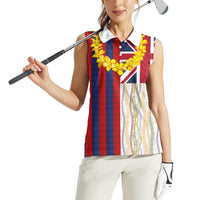 Hawaiian Tropical Plants Lei Women Sleeveless Polo Shirt National Flag Style LT03 - Polynesian Pride
