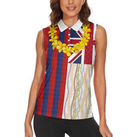 Hawaiian Tropical Plants Lei Women Sleeveless Polo Shirt National Flag Style LT03 - Polynesian Pride