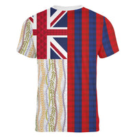 Hawaiian Tropical Plants Lei Women V-Neck T-Shirt National Flag Style LT03 - Polynesian Pride