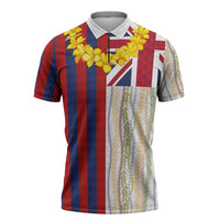 Hawaiian Tropical Plants Lei Zipper Polo Shirt National Flag Style - Polynesian Pride