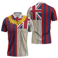 Hawaiian Tropical Plants Lei Zipper Polo Shirt National Flag Style LT03 - Polynesian Pride