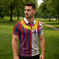 Hawaiian Tropical Plants Lei Zipper Polo Shirt National Flag Style LT03 - Polynesian Pride