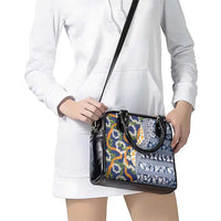 Hawaiian Plumeria Lei Shoulder Handbag Kakau Motifs and Palaka Half Style Blue Color LT03 - Polynesian Pride