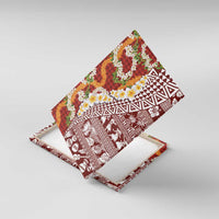 Hawaiian Plumeria Lei Canvas Wall Art Kakau Motifs and Palaka Half Style Red Color LT03 With Frame Red - Polynesian Pride
