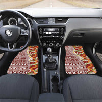 Hawaiian Plumeria Lei Car Mats Kakau Motifs and Palaka Half Style Red Color - Polynesian Pride