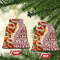 Hawaiian Plumeria Lei Ceramic Ornament Kakau Motifs and Palaka Half Style Red Color - Polynesian Pride