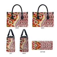 Hawaiian Plumeria Lei Leather Bag Kakau Motifs and Palaka Half Style Red Color LT03 - Polynesian Pride