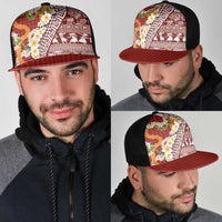 Hawaiian Plumeria Lei Mesh Trucker Cap Kakau Motifs and Palaka Half Style Red Color LT03 - Polynesian Pride