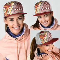 Hawaiian Plumeria Lei Mesh Trucker Cap Kakau Motifs and Palaka Half Style Red Color LT03 - Polynesian Pride