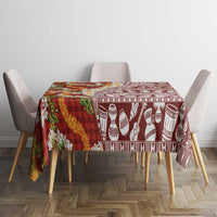 Hawaiian Plumeria Lei Tablecloth Kakau Motifs and Palaka Half Style Red Color LT03 - Polynesian Pride
