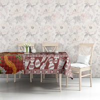 Hawaiian Plumeria Lei Tablecloth Kakau Motifs and Palaka Half Style Red Color LT03 - Polynesian Pride
