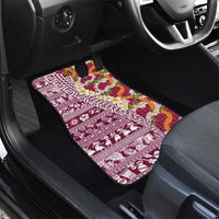Hawaiian Plumeria Lei Car Mats Kakau Motifs and Palaka Half Style Pink Color - Polynesian Pride