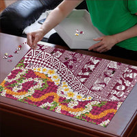 Hawaiian Plumeria Lei Puzzle Kakau Motifs and Palaka Half Style Pink Color LT03 - Polynesian Pride