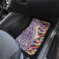 Hawaiian Plumeria Lei Car Mats Kakau Motifs and Palaka Half Style Purple Color - Polynesian Pride